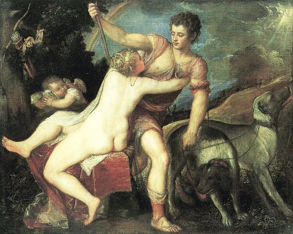 Tizian Venus und Adonis 2 Wandbild