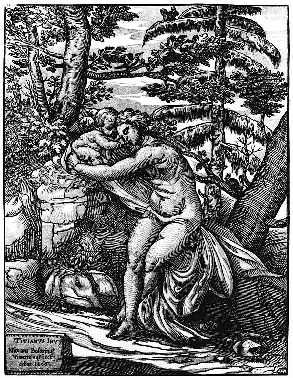 Tizian Venus und Cupido im Walde Wandbild kaufen