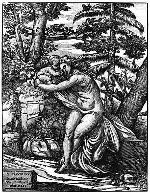 Tizian Venus und Cupido im Walde Wandbild