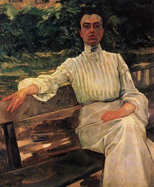 Wilhelm Truebner Alice Truebner auf der Gartenbank Wandbild
