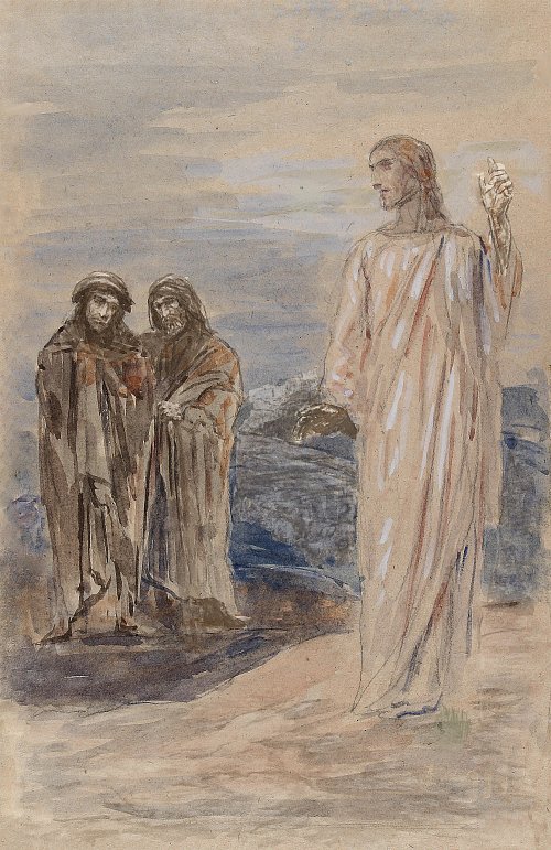 Wilhelm Truebner Die Juenger auf dem Weg nach Emmaus denen der Herr nahe ist Wandbild