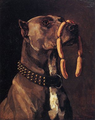 Wilhelm Truebner Dogge mit Wuersten Wandbild