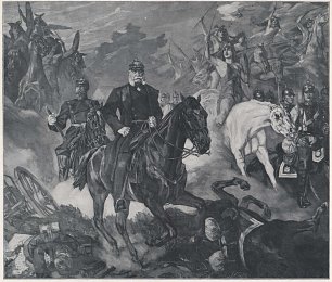 Wilhelm Truebner Kaiser Wilhelm auf dem Schlachtfelde von den Walkueren begruesst Wandbild