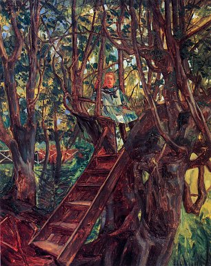 Wilhelm Truebner Maedchen im Baum Wandbild