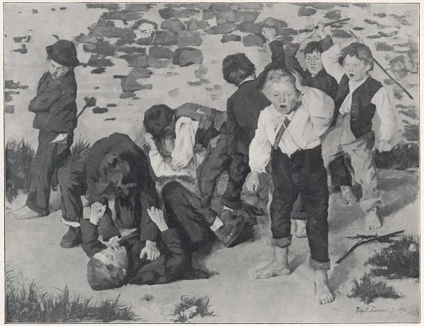 Wilhelm Truebner Raufende Jungen Wandbild