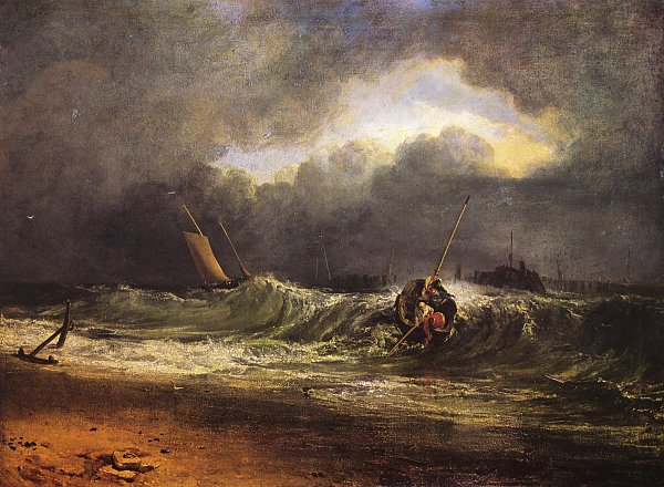 William Turner Fischer am windgeschuetzten Ufer im einem Windstoss Wandbild