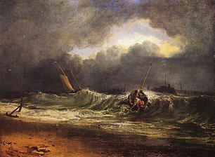 William Turner Fischer am windgeschuetzten Ufer im einem Windstoss Wandbild