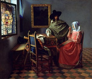 Jan Vermeer Herr und Dame beim Wein Wandbild