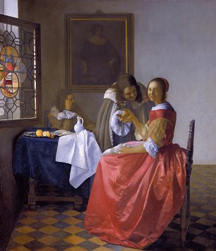 Jan Vermeer The girl with a wineglass Wandbild