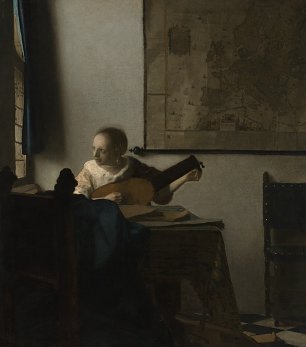 Jan Vermeer Woman with a lute Wandbild