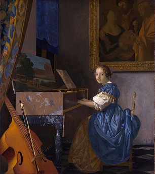 Jan Vermeer Zittende Klavecimbelspeelster Wandbild