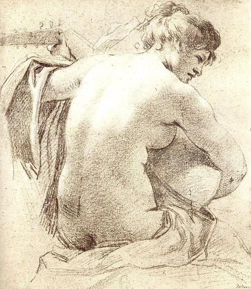 Simon Vouet Weiblicher Akt als Lautenspielerin Wandbild