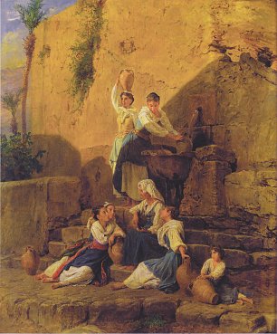 Ferdinand Georg Waldmueller Am Brunnen von Taormina Wandbild