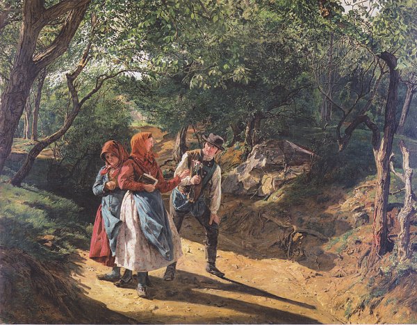 Ferdinand Georg Waldmueller Begegnung im Walde Wandbild