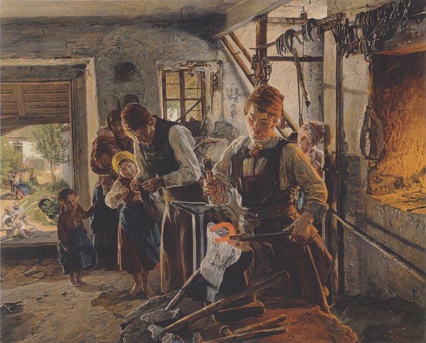 Ferdinand Georg Waldmueller Beim Hufschmied Wandbild