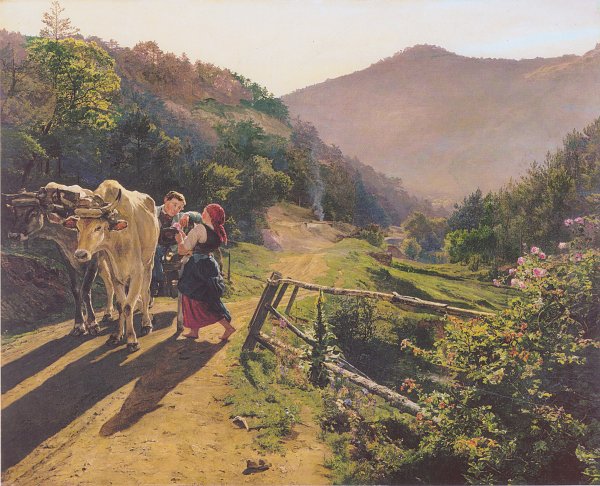 Ferdinand Georg Waldmueller Die Rosenzeit Wandbild