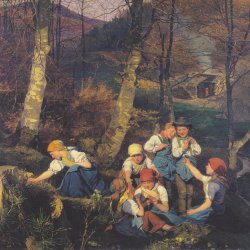 Ferdinand-Georg-Waldmueller-Die-Veilchenpfluecker-Vorfruehling im Wienerwald