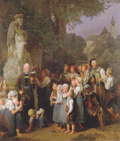 Ferdinand Georg Waldmueller Die Verehrung des heiligen Johannes Nepomuk Wandbild