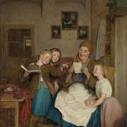 Ferdinand-Georg-Waldmueller-Grossmutter-mit-drei-Enkelkindern