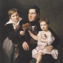 Ferdinand-Georg-Waldmueller-Johann-Feldmueller-mit-beiden-Kindern