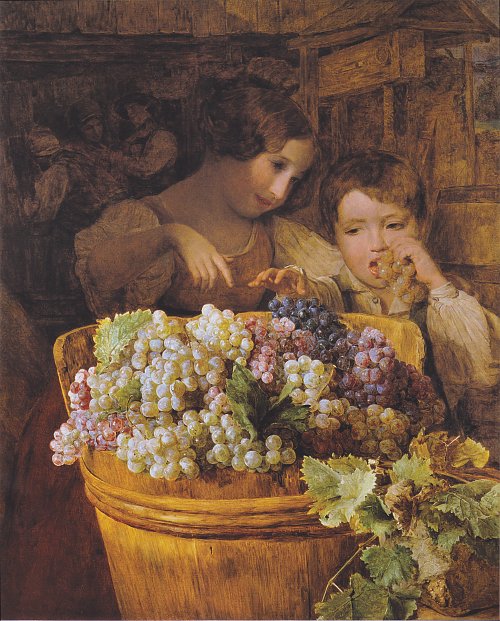 Ferdinand Georg Waldmueller Kinder im Presshaus Wandbild