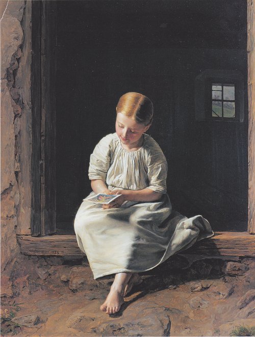 Ferdinand Georg Waldmueller Maedchen in Betrachtung eines Marienbildes versunken Wandbild