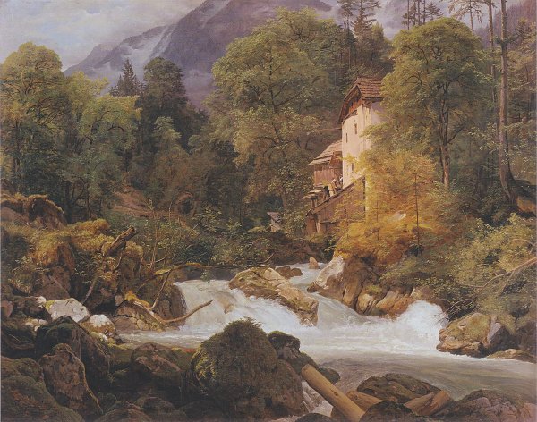 Ferdinand Georg Waldmueller Muehle am Ausfluss des Koenigssee Wandbild