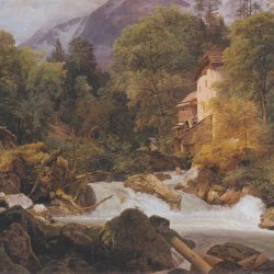 Ferdinand-Georg-Waldmueller-Muehle-am-Ausfluss-des-Koenigssee