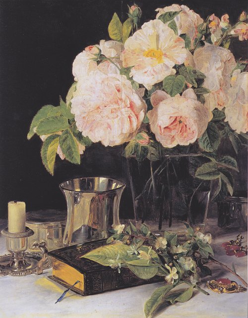 Ferdinand Georg Waldmueller Rosen im Glas Wandbild