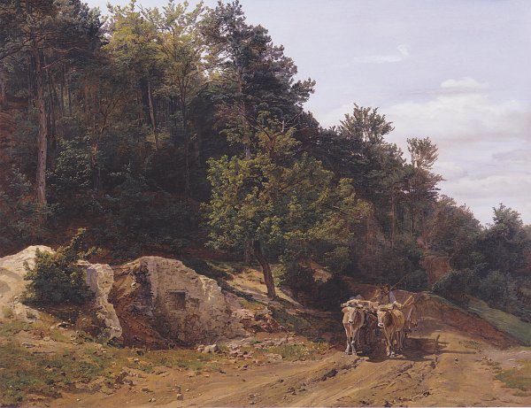 Ferdinand Georg Waldmueller Waldweg mit Ochsengespann Wandbild