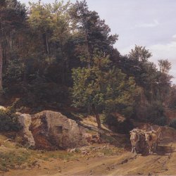 Ferdinand-Georg-Waldmueller-Waldweg-mit-Ochsengespann
