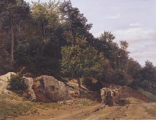 Ferdinand Georg Waldmueller Waldweg mit Ochsengespann Wandbild
