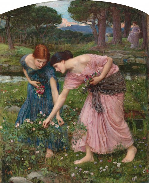 John William Waterhouse Gather ye rosebuds while ye may Wandbild