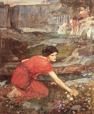 John William Waterhouse maidens picking flowers by the stream Wandbild