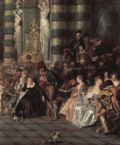 Antoine Watteau Das Ballvergnuegen Detail 2 Wandbild