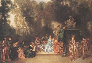 Antoine Watteau Gesellschaft im Freien Wandbild