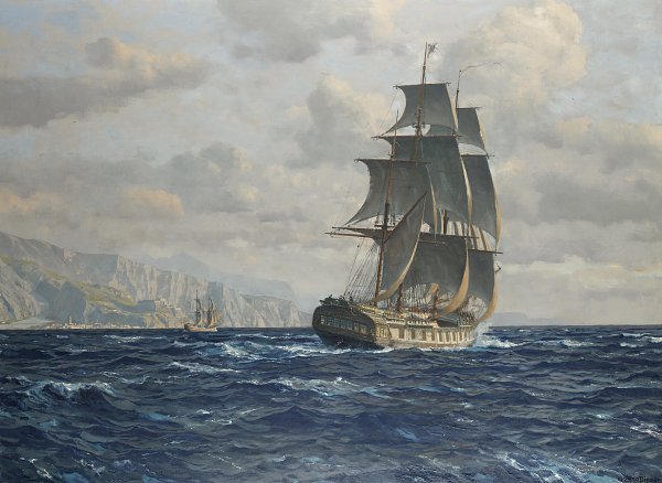 Michael Zeno Diemer A frigate off the coast near Rio de Janeiro Brazil Wandbild