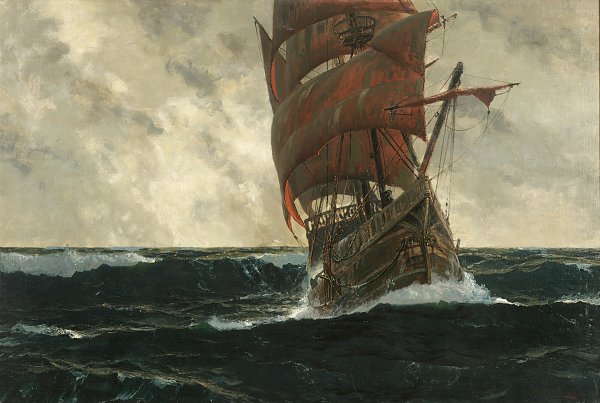 Michael Zeno Diemer The Santa Maria at sea Wandbild