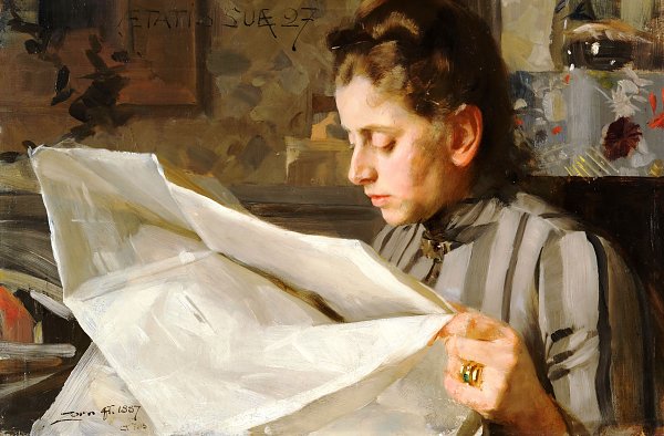 Anders Zorn Emma Zorn Laesande Wandbild