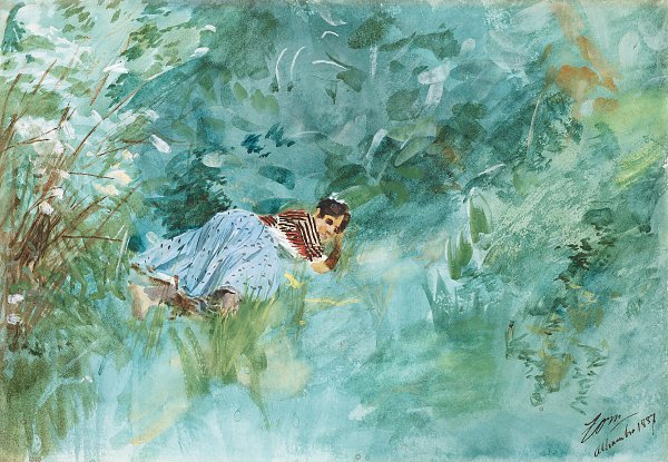 Anders Zorn Flicka i graeset Wandbild