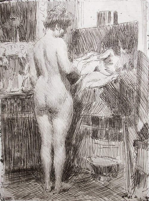 Anders Zorn Modell framfor Tavla Wandbild