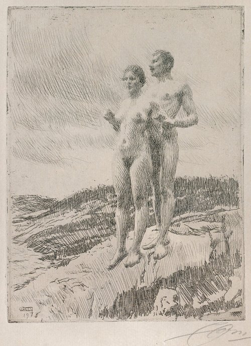 Anders Zorn The Two etching Wandbild