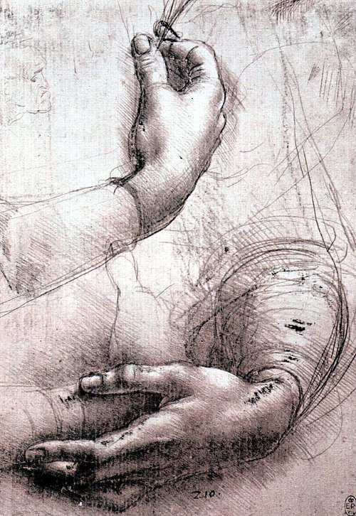Leonardo Da Vinci Studie von Frauenhaenden Wandbild