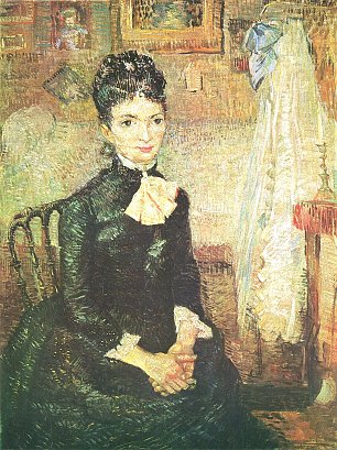 Vincent van Gogh Frau neben einer Wiege sitzend Wandbild