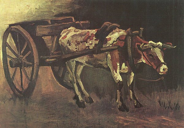 Vincent van Gogh Karren mit rotbraunem Ochsen