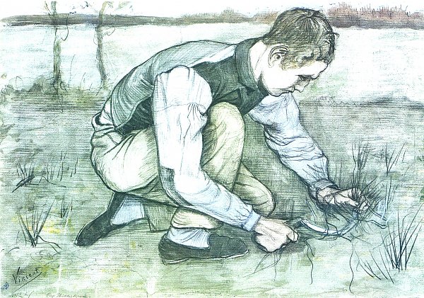 Vincent van Gogh Kauernder Junge mit Sichel Wandbild