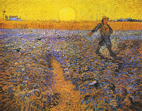 Vincent van Gogh Saemann bei untergehender Sonne