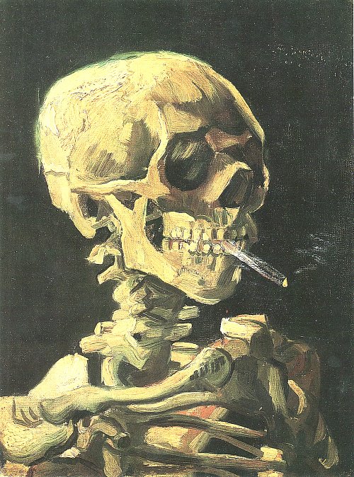 Vincent van Gogh Schaedel mit brennender Zigarette Wandbild
