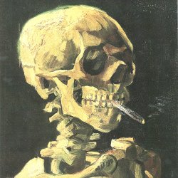 Vincent-van-Gogh-Schaedel-mit-brennender-Zigarette