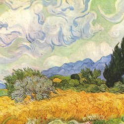 Vincent-van-Gogh-Weizenfeld-mit-Zypressen